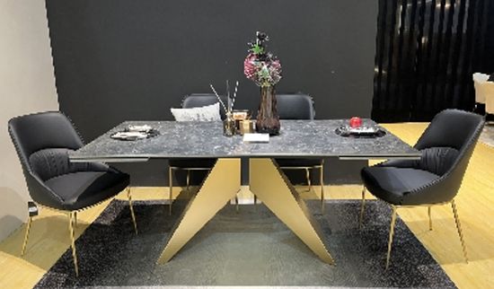 Стол ALES 180 BLACK GRAVE SOLID CERAMIC, керамика / бронзовый