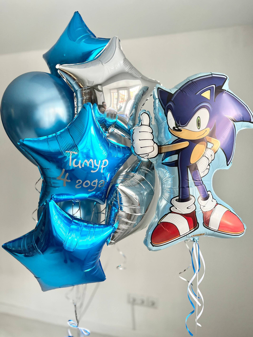 Воздушные шары Соник серебро/синий №4361