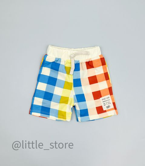 Шорты из футера (тонкого) Moi Noi, Клетка на бежевом