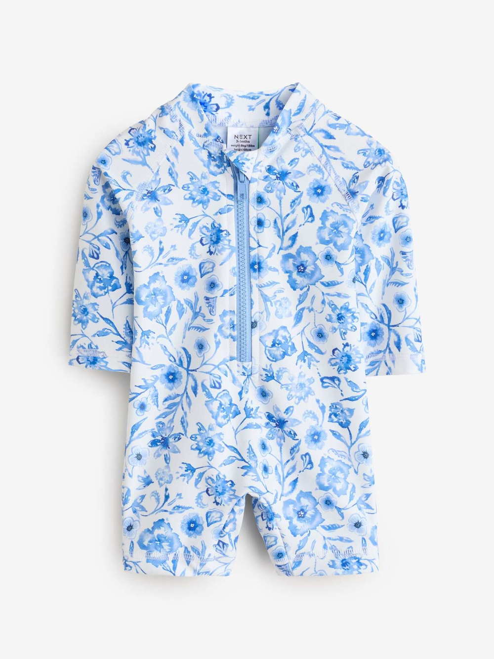 Купальник слитный на молнии для девочки Next E77-689, Голубой