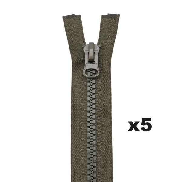Молния трактор Т8 (8 мм) 1 зам., разъем., 85 см, 078 т.хаки, 5 шт