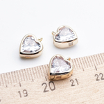 Подвеска Сердце, цвет золото+прозрачный, размер 12*9,5 мм, цена за 1 шт