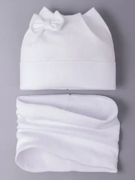 Шапка для девочки осенняя с ушками и снуд