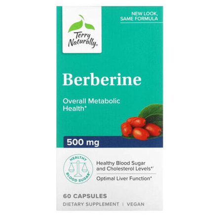 Фрукты и ягоды Terry Naturally, берберин, 500 мг, 60 капсул