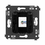 Компьютерная розетка RJ-45 без шторки в стену, кат.6А одинарная, "Avanti", "Черный квадрат"
