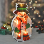 Фигура светодиодная "Снеговичок" 14*25см, 1 режим, батарейки 3ААА
