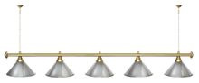 Лампа STARTBILLIARDS 5 пл. (плафоны антик медь,штанга голубая,фурнитура золото)