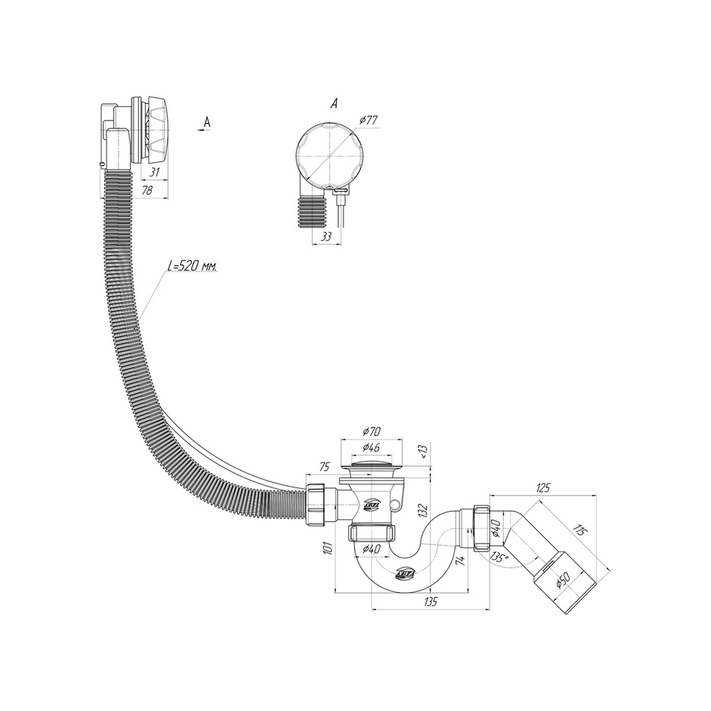 Обвязка на ванну  1 1/2*40 полуавтомат Е311 (ЕМ311) АНИ пласт (мет.хром)