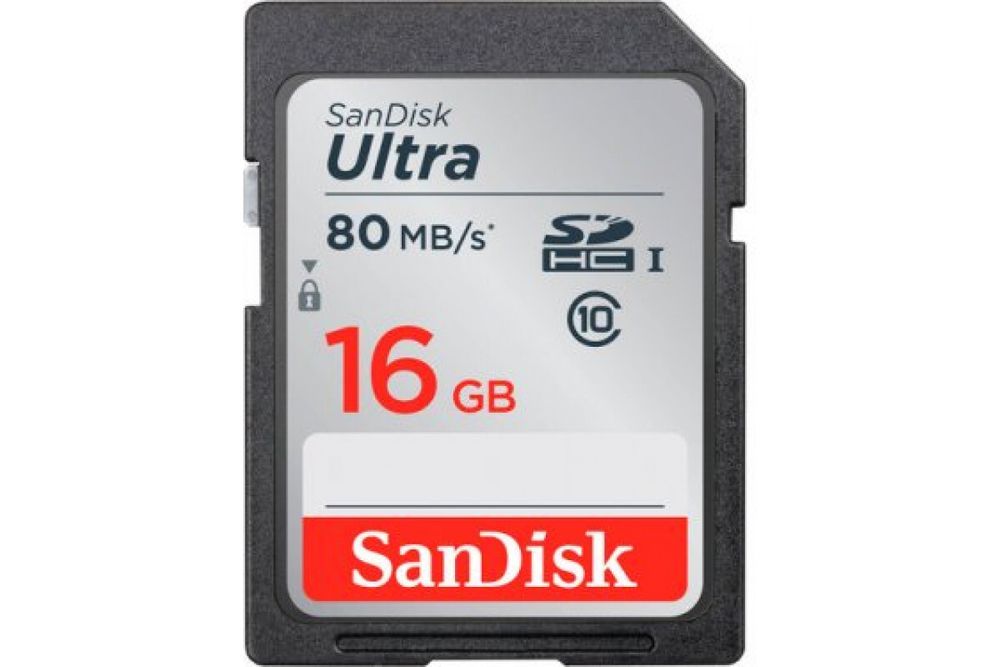 Карта памяти SanDisk SDHC Ultra Class 10 UHS-I U1 (80/10MB/s) 16GB