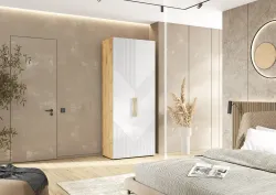 Шкаф 2-х створч., "Ирис" (браш вайт/дуб крафт), МФ Миф