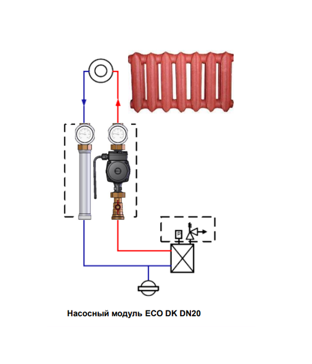 Насосный модуль Huch EnTEC (Хух ЭнТЕК) ECO DK DN20 (3/4′′) без насоса (арт.101.10.018.00)