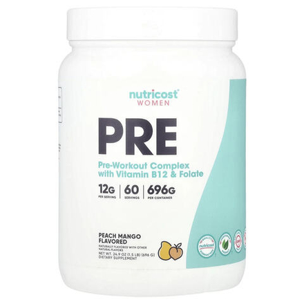 Women, Pre-Workout Complex With Vitamin B12 & Folate, Peach Mango, 1.5 lb (696 g)