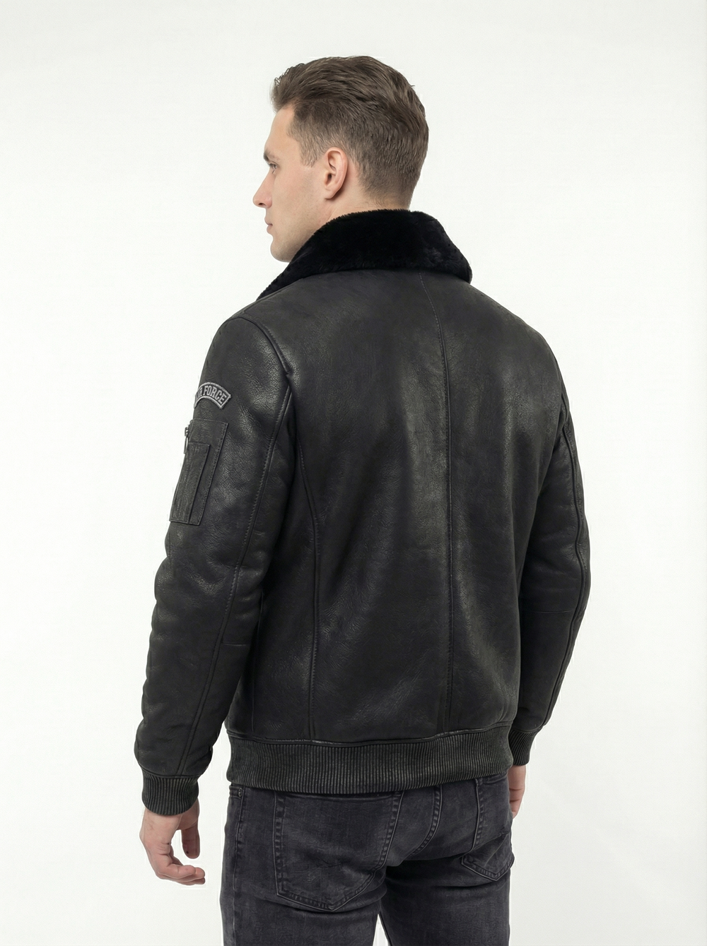 KHIMEONE Мужская дубленка-пилот из натуральной овчины (Premium Quality)