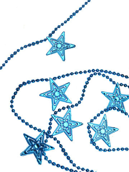 Бусы декоративные 2,7м "Яркие звезды" в индивид. упаковке, синий