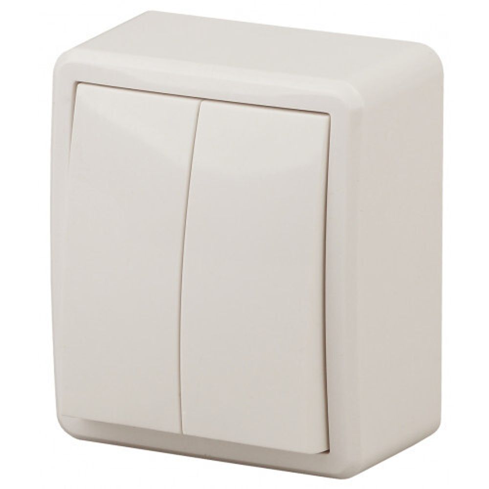 11-1205-02 ЭРА Выключатель двойной с подсветкой, 10АХ-250В, IP20, ОУ, Эра Эксперт, сл.кость (16/160/