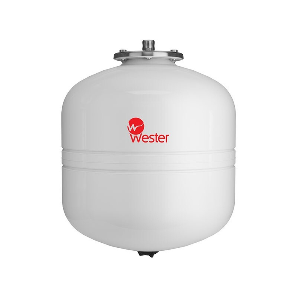 Бак расширительный WESTER WDV Premium объём 35л, DN 20, PN 12, для ГВС, гелиосистемы, вертикальный, резьбовое-НР, G-3/4'', без опор с контрфланецем из нержавеющей стали, белый, Россия