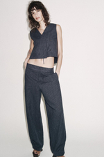 Жилет из смесового льна в полоску — zw collection