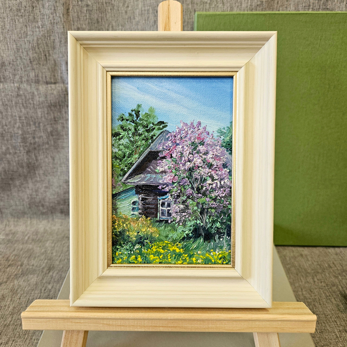 Картина "Дом с сиренью" 10х15