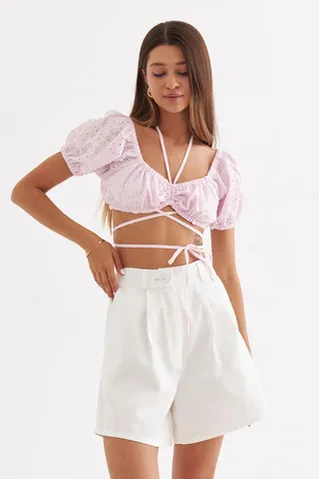 Шорты из денима кремового цвета