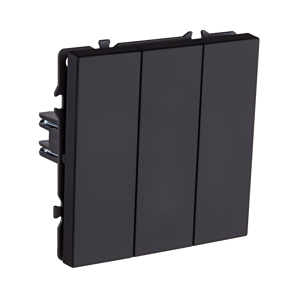 Трехклавишный выключатель 10А/250В Черный матовый Kollinger Eclipse EC-710BK