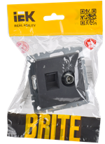 BRITE Розетка двойная TV+RJ45 кат.5E РТВ/РК12-БрГ графит IEK
