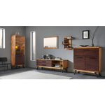 Полка настенная 72х19х62, Флеверс, навесная панель-стеллаж 3 полки, в ванную, кухню, массив дуба, Dipriz