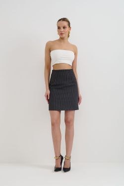 Укороченная юбка в полоску темно-серого цвета