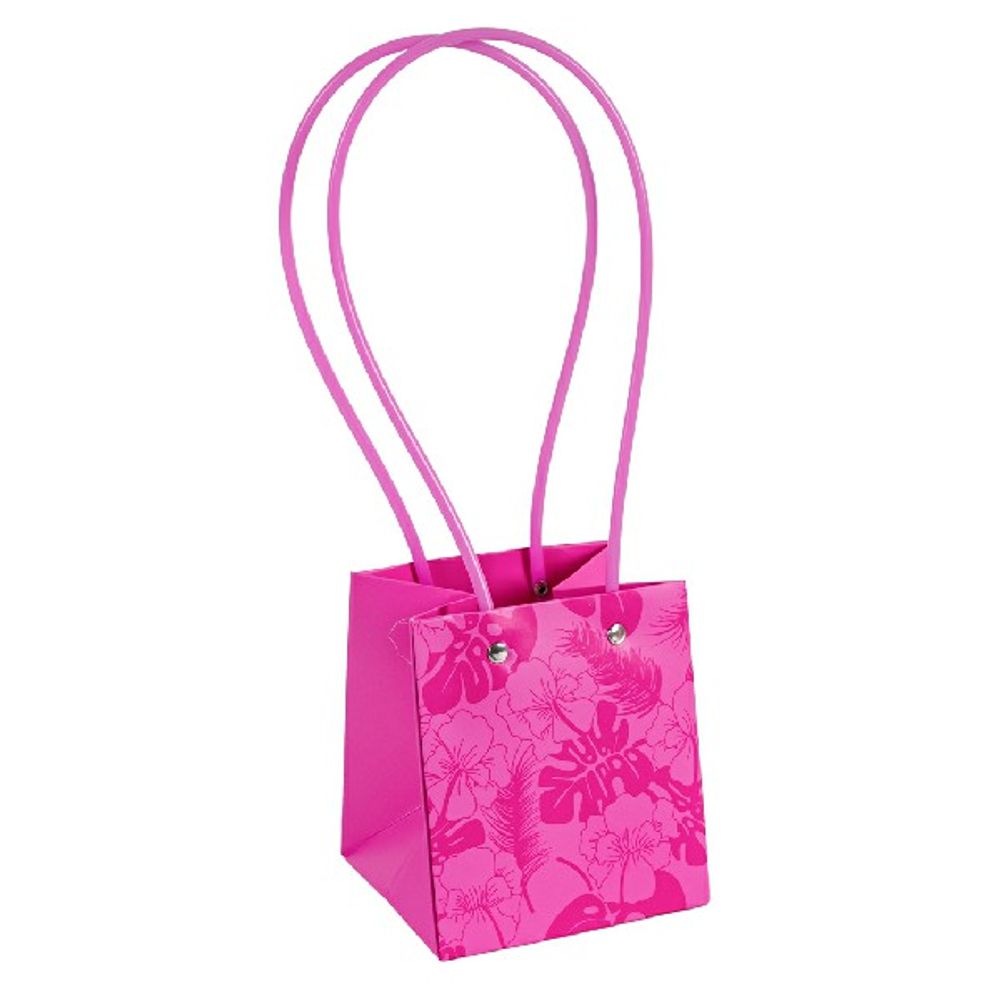 Пакет под цветы 11,5*11,5*13см Квадрат Цветы Фуксия