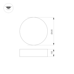 Светильник SP-TOR-PILL-PRISM-R600-50W Warm3000 (BK, 100 deg) (Arlight, IP20 Металл, 3 года) 023001(3)