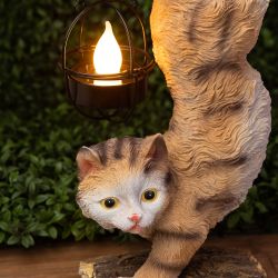 Светильник уличный ЭРА ERASF22-01 садовый на солнечной батарее садовый Кот Акробат 37 см