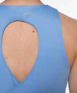 Oysho Футболка комфортлюкс с перекрестной спиной, синий