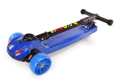 Самокат 3-х колесный, свет, звук, 2 (синий)