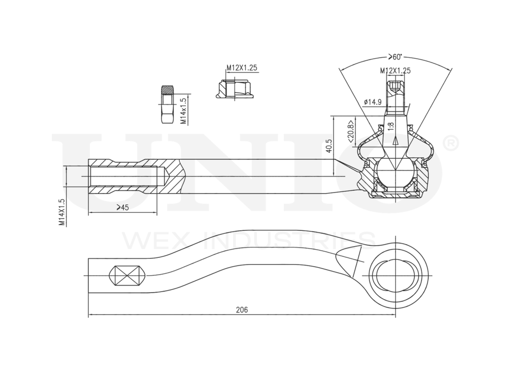 Наконечник рулевой правый UNIO SSP-10025