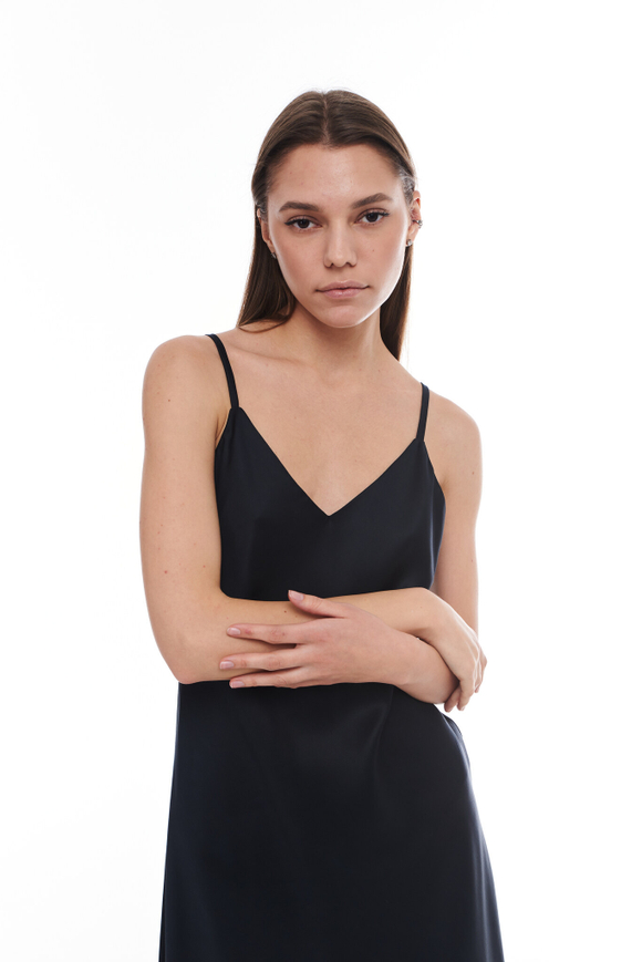 Сорочка из тенселя 85см черная в 44 размере