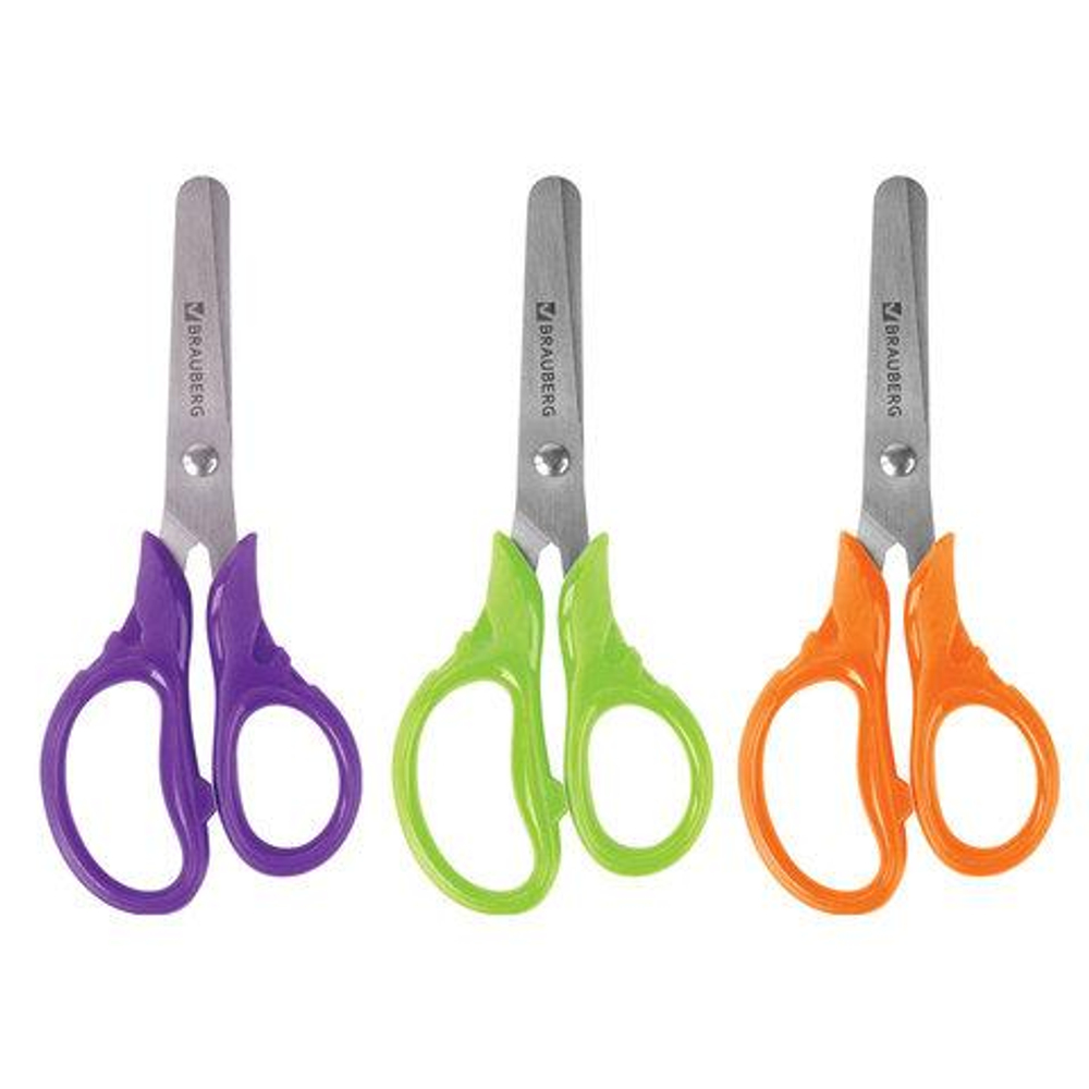 Ножницы 130мм. "Fruity" эргон.ручки, закругленные лезвия, ассорти (STAFF)
