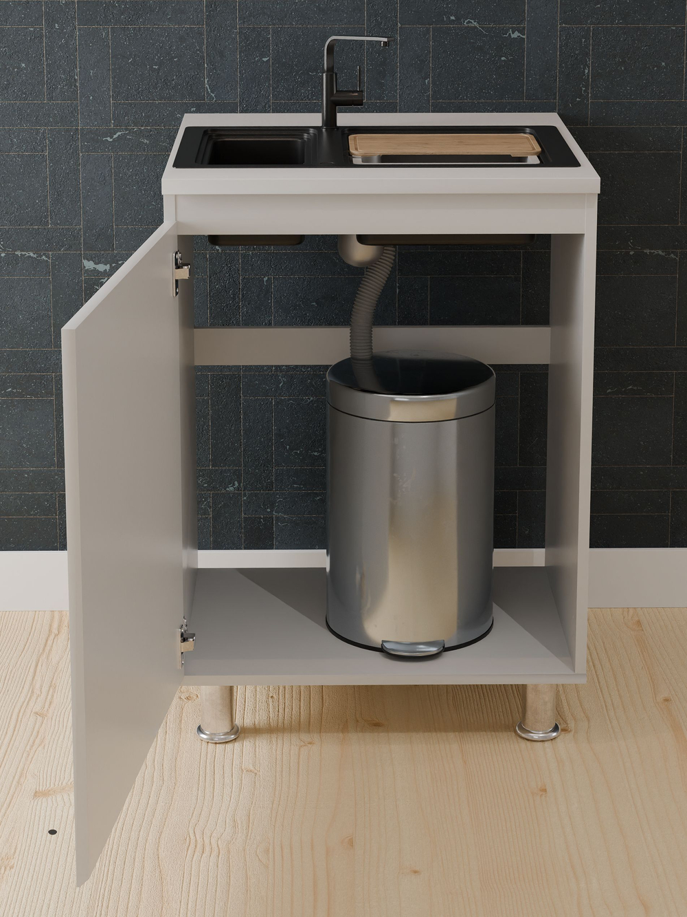 Кухонный гарнитур Севилья 2 м, со столешницей, ЛДСП и Массив дуба