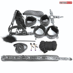 Чёрно-серебристый набор БДСМ (Цвет: черный с серебристым)