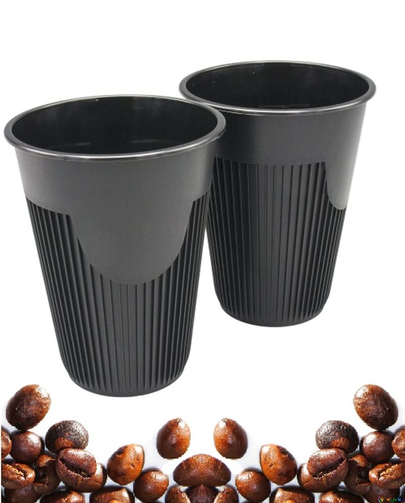 Стаканы пластиковые для гор напитков "Зимний" чёрные ПП D=90мм 450мл (8/160шт)