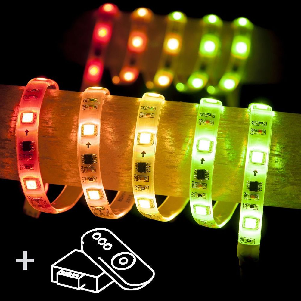 Комплект светодиодной ленты 12V 7,2W/м 30Led/м 5050 RW IP65 Бегущая волна RGB 5 м Set Led Strip 5050 5m 12V 30Led 7,2 W RW IP65