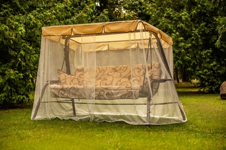 Качели садовые OLSA 3-х местные Варна тафтинг(каркас коричневый, м/э бежевый рис.вензель)1 уп.