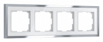 Рамка на 4 поста Werkel Baguette (белый/серебро) W0042850