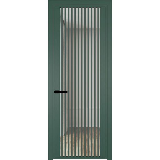 Алюминиевая дверь 3AGP зелёный воск стекло прозрачное