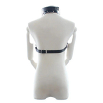 Черная портупея на грудь с кляпом и зажимами для сосков (Размер: S-M) (Цвет: черный)