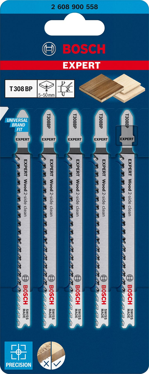 Пилки для лобзика по дереву T 308 BP BOSCH 2608900558