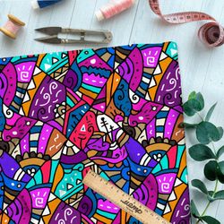 Ткань блэкаут кислотные египетские узоры