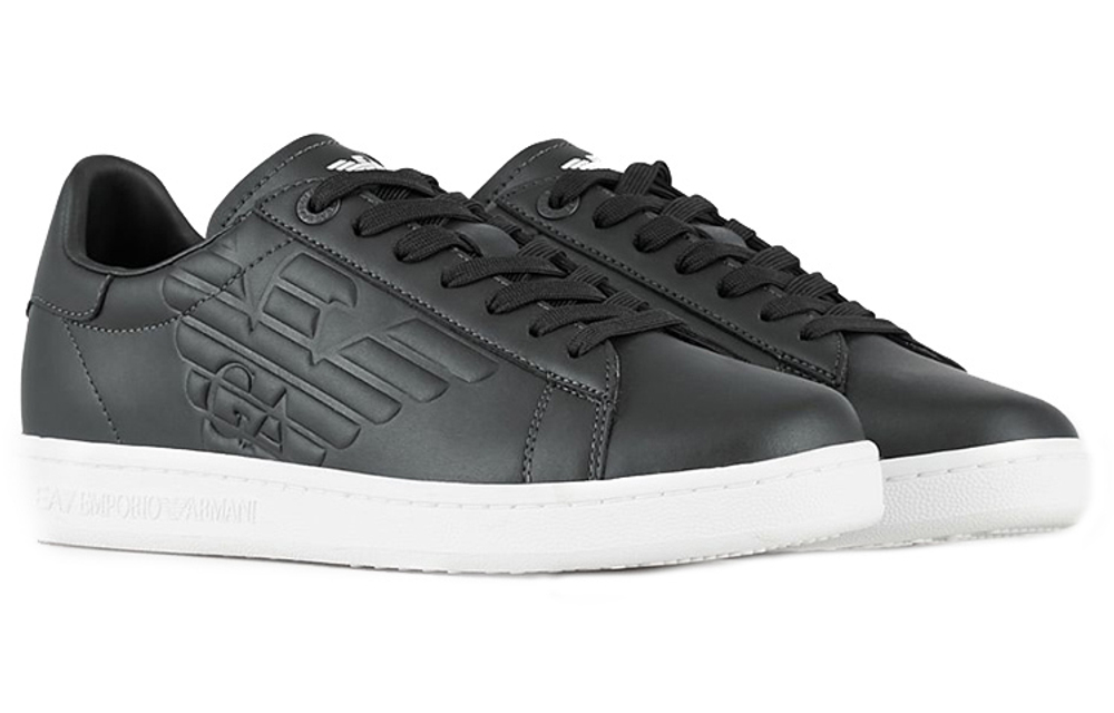 EMPORIO ARMANI Armani EA7 other embossed LOGO casual sports fashion sneakers men and women the same black and white