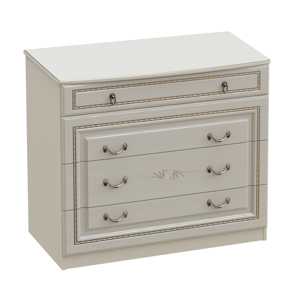 Комод с 4мя ящиками "Николь" 	Ваниль / Ясень жемчужный