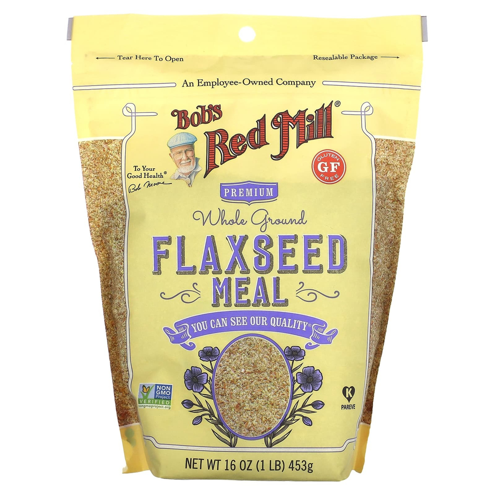 Bob's Red Mill, Премиальный продукт из цельномолотого льняного семени, 453 г (1 фунт)