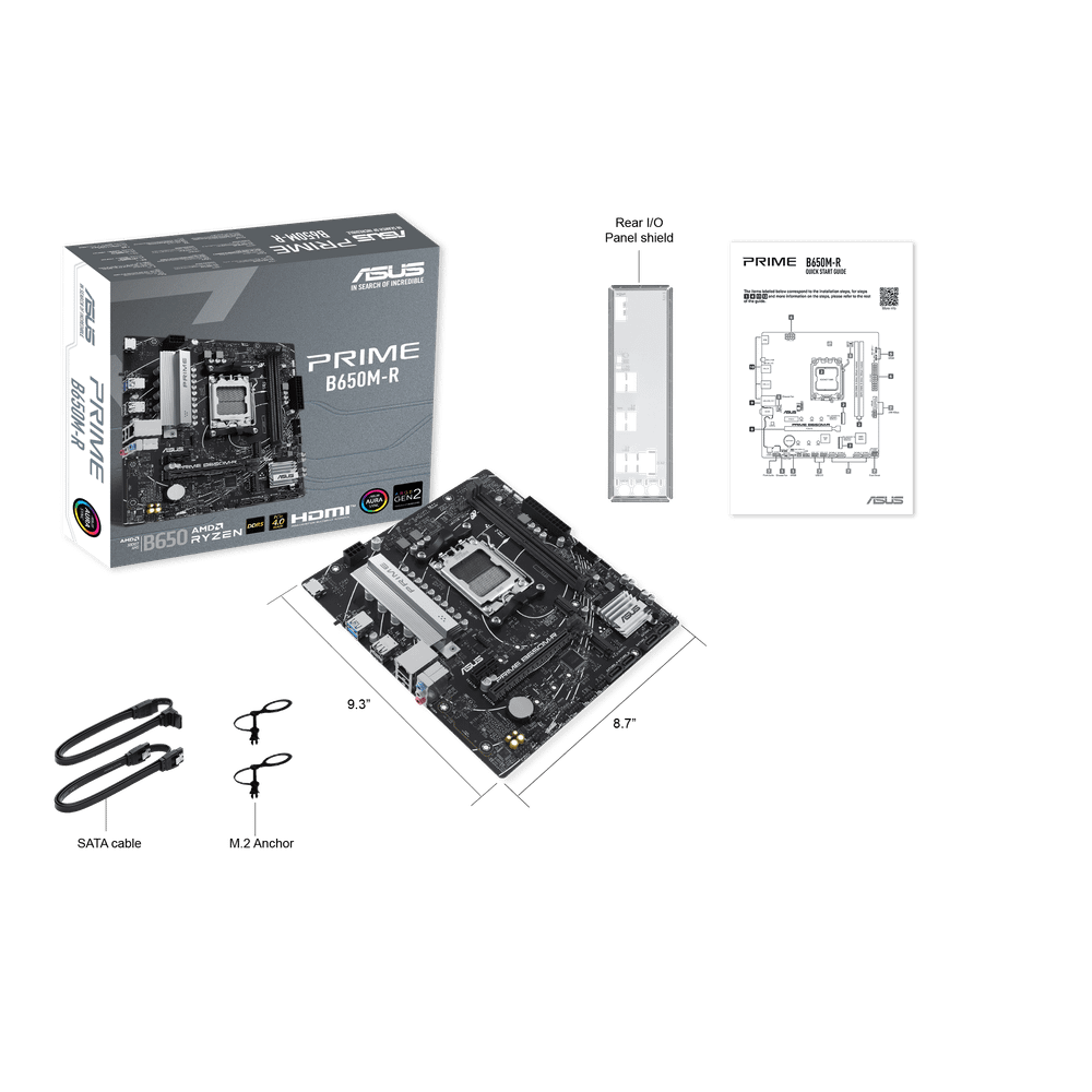 Материнская плата ASUS PRIME B650M-R AM5 2xDDR5 4xSATA3 RAID 2xM.2 HDMI mATX