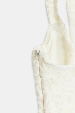 ZARA КРУЖЕВНОЕ ПЛАТЬЕ МИДИ, ЭКРЮ